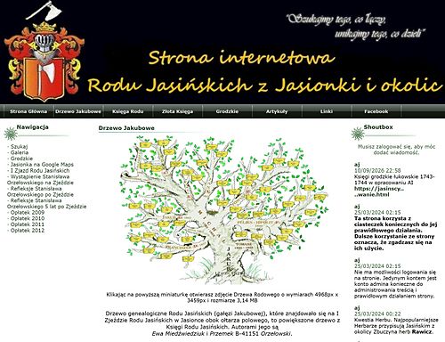 Podstrona „Drzewo Jakubowe” — zrzut całej strony z 13 września 2026.