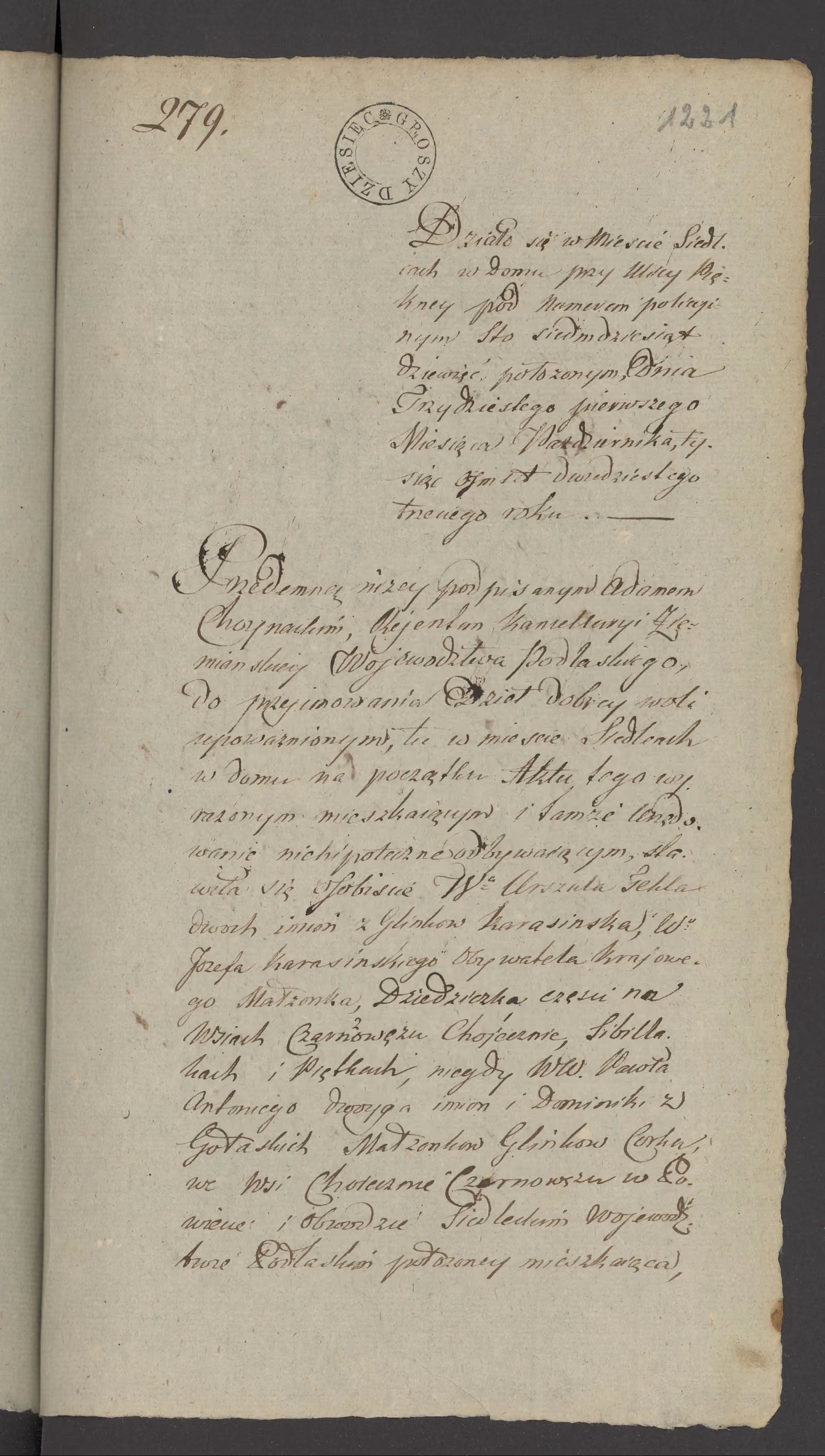 Chojnacki 279/1823, s. 1