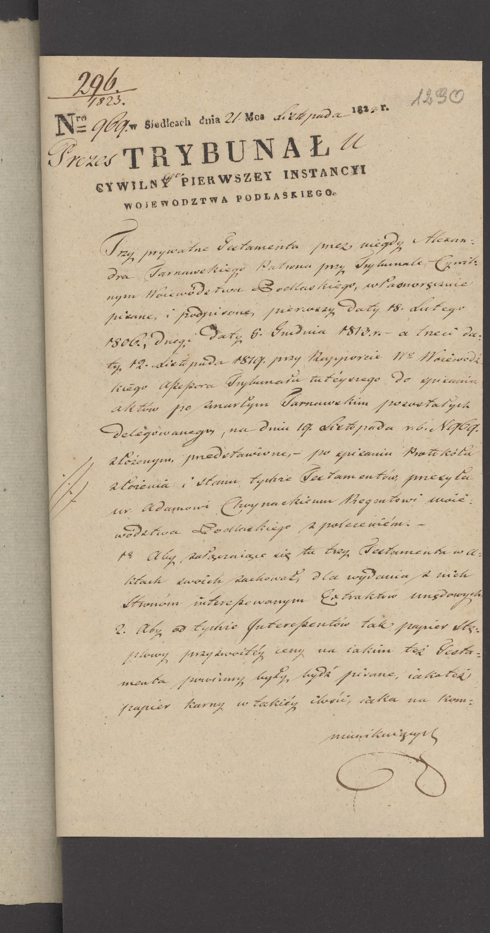 Chojnacki 296/1823, s. 1