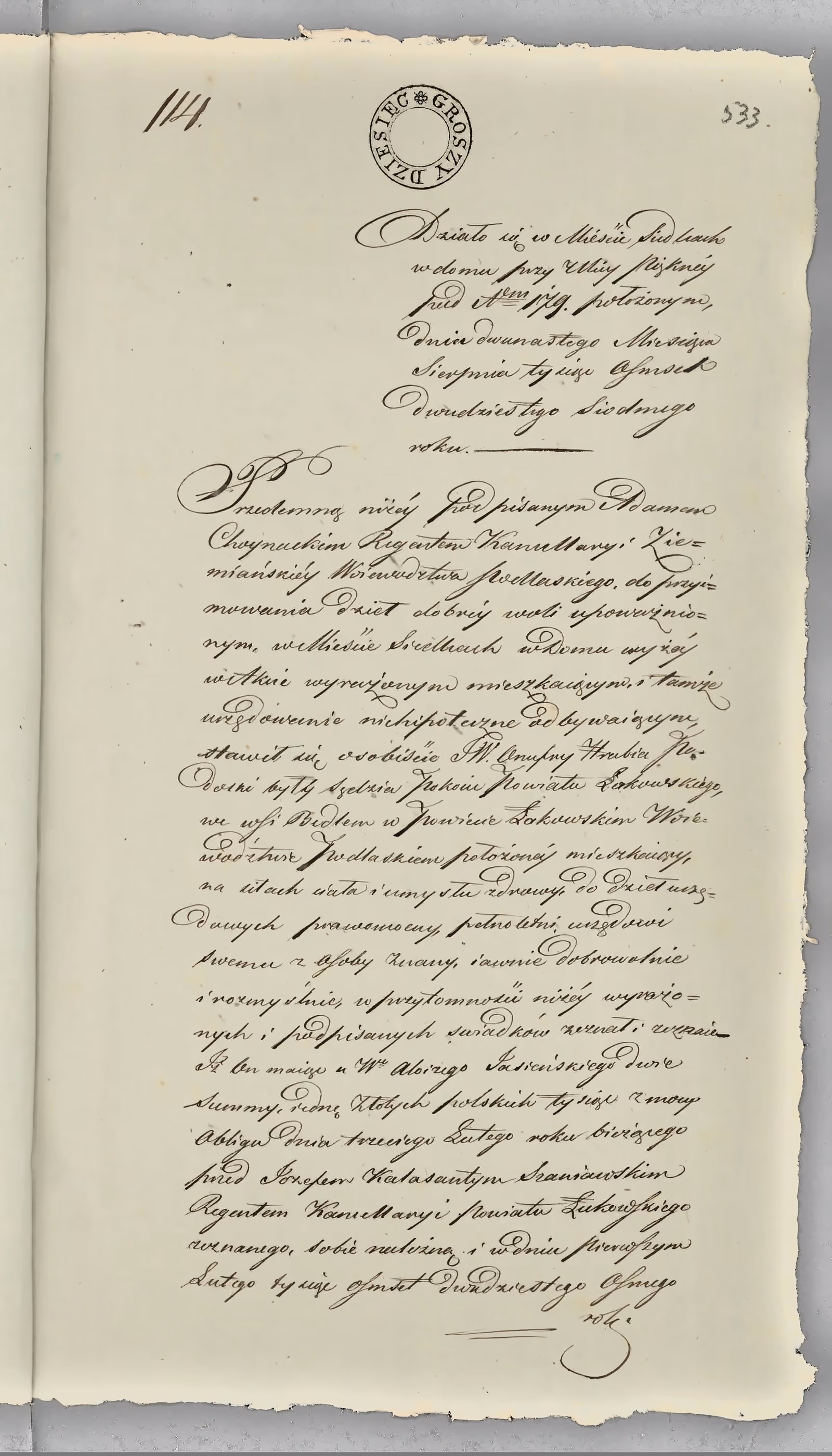 Chojnacki 114/1827, s. 1