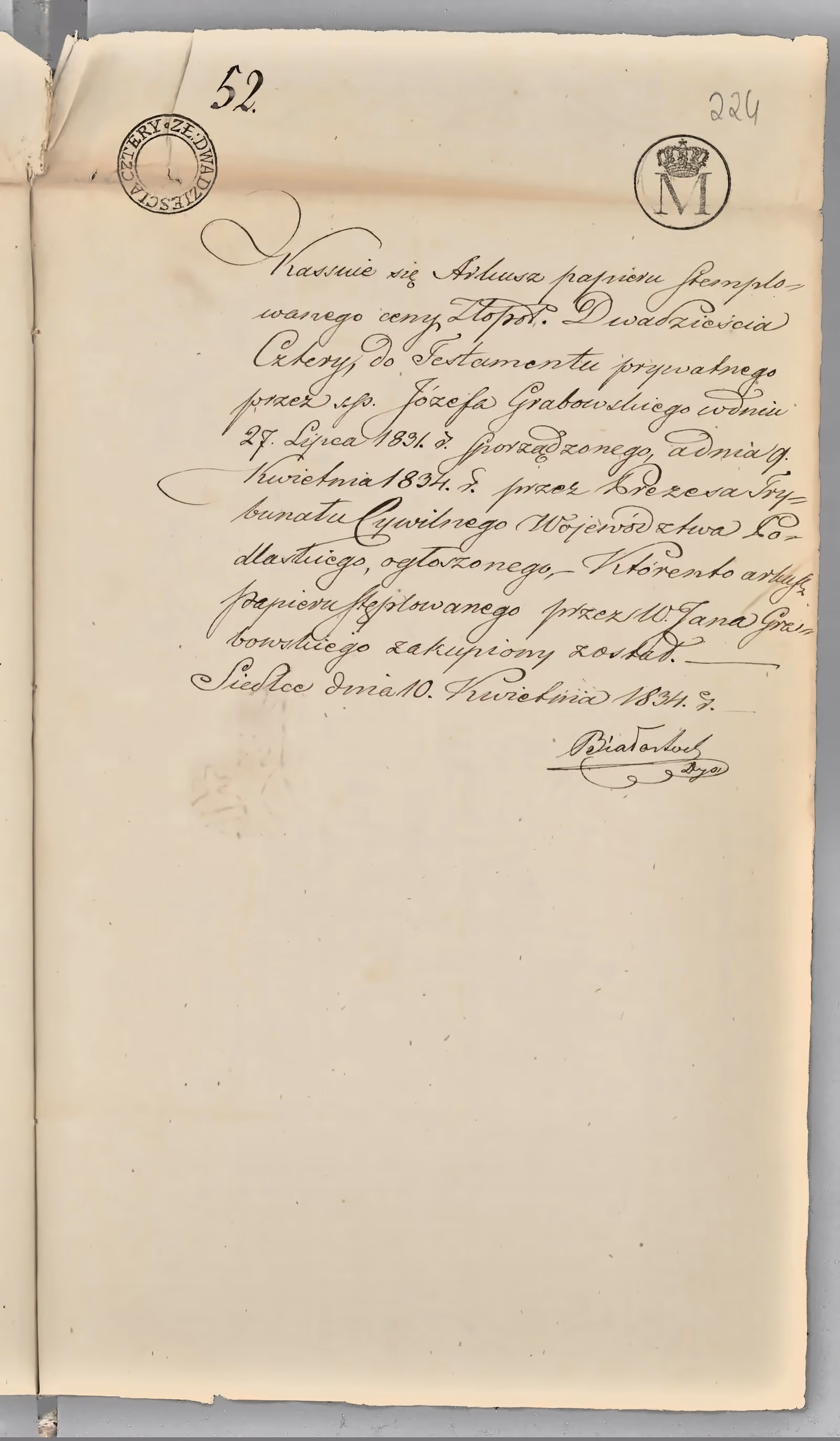 Chojnacki 52/1834, s. 1
