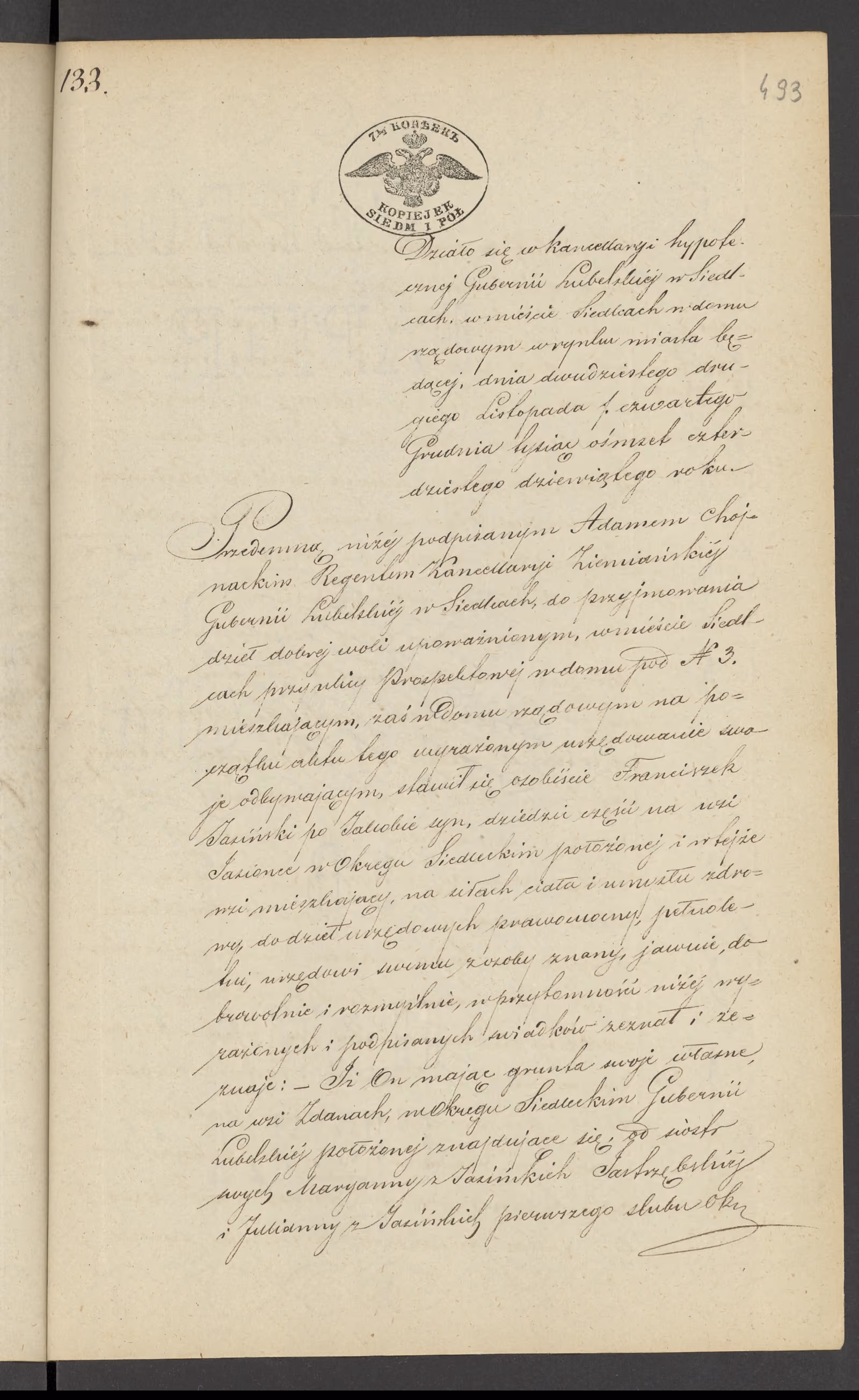 Chojnacki 133/1849, s. 1