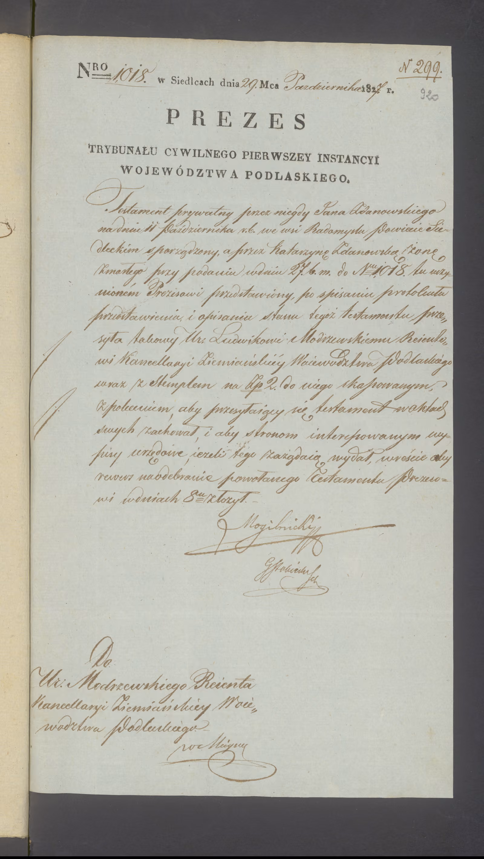 Modrzewski 299/1827, s. 1