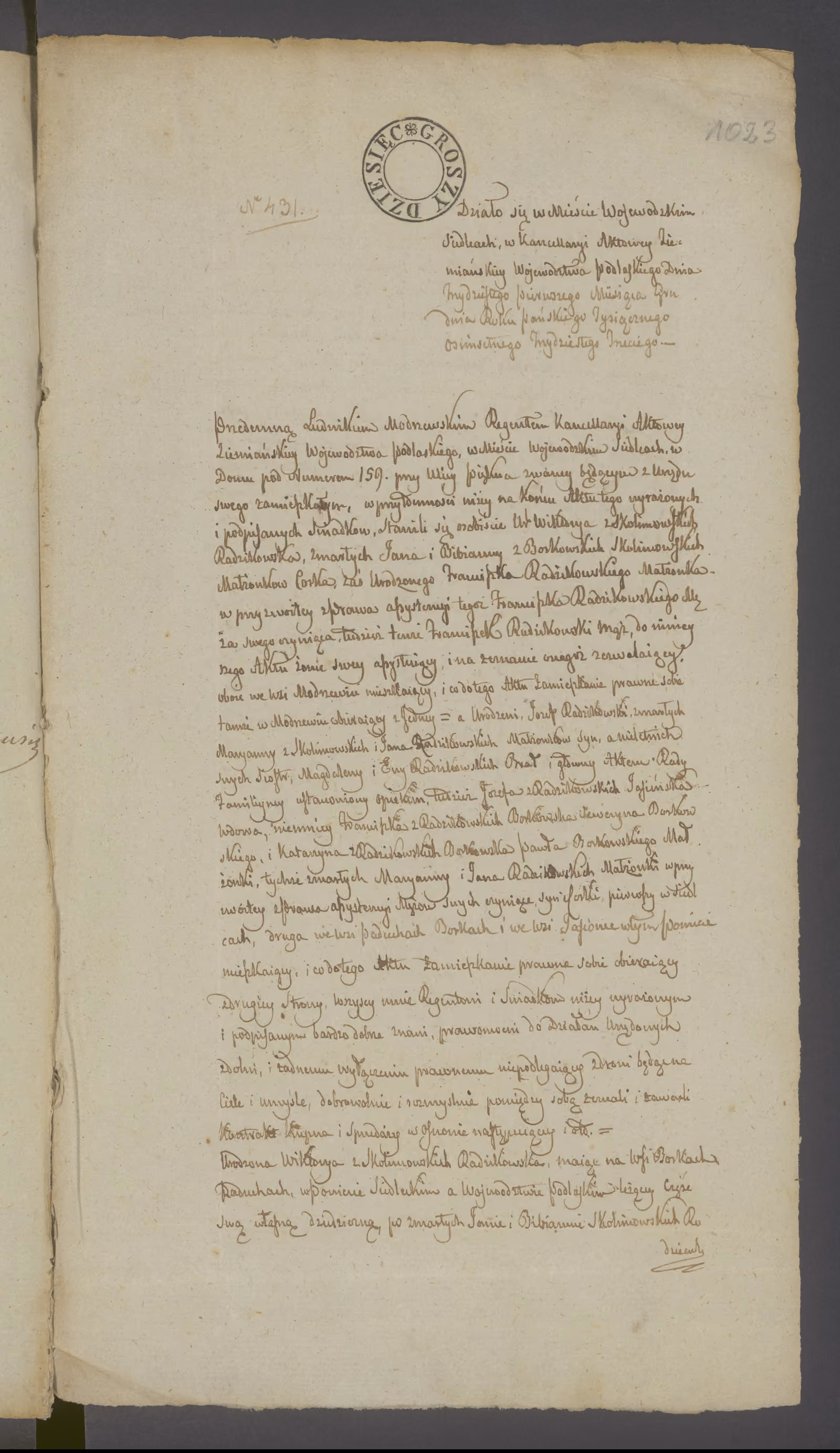 Modrzewski 431/1833, s. 1