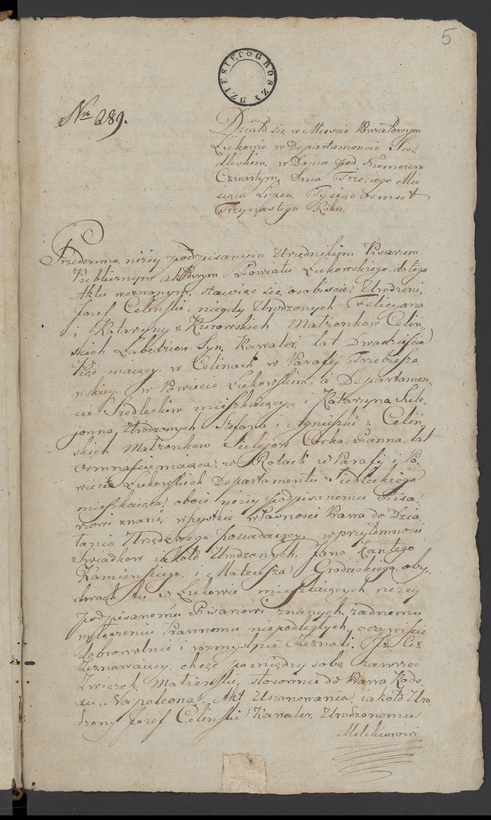 Szaniawski 289/1813, s. 1