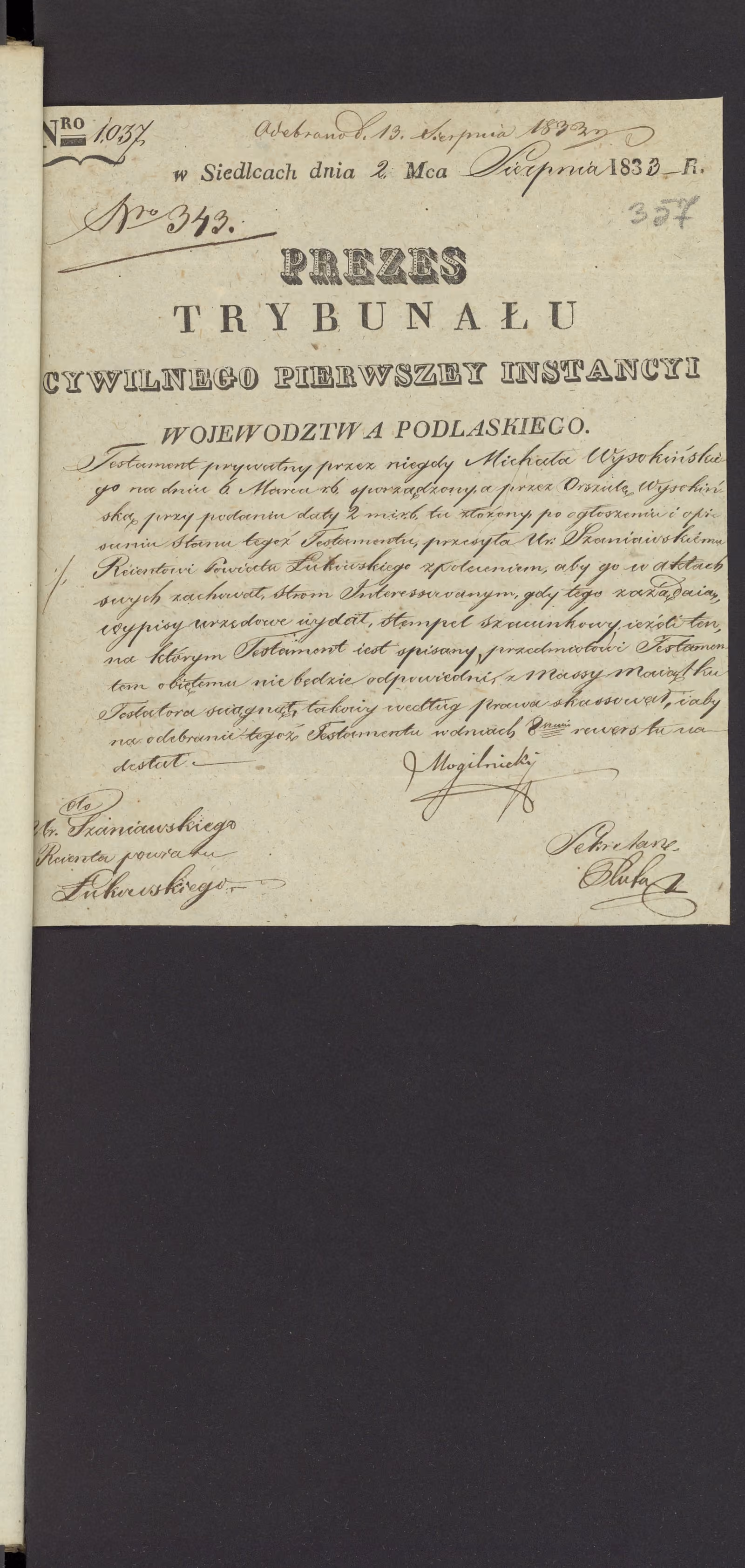 Szaniawski 343/1833, s. 1