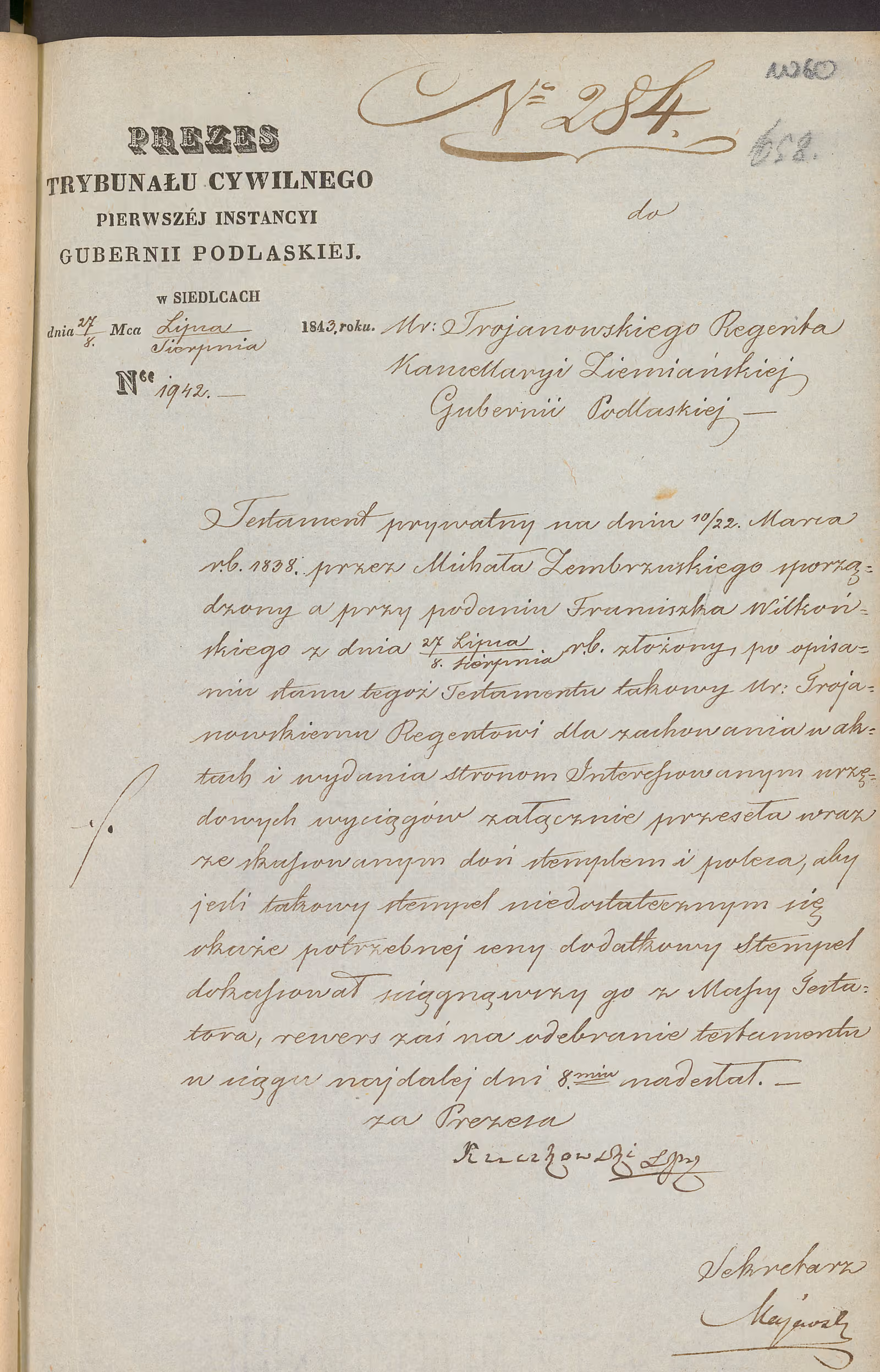 Trojanowski 284/1843, s. 1