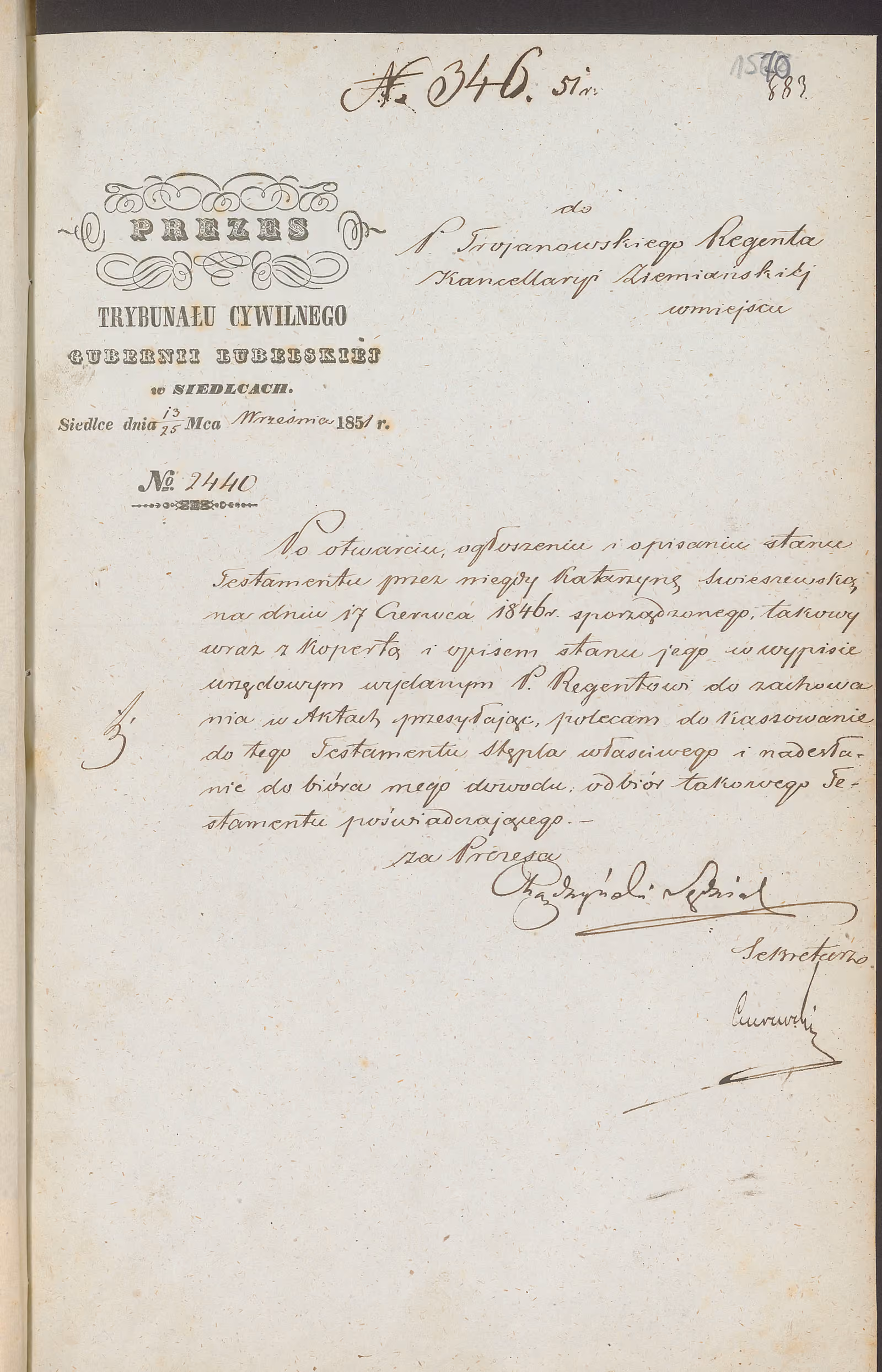 Trojanowski 346/1851, s. 1