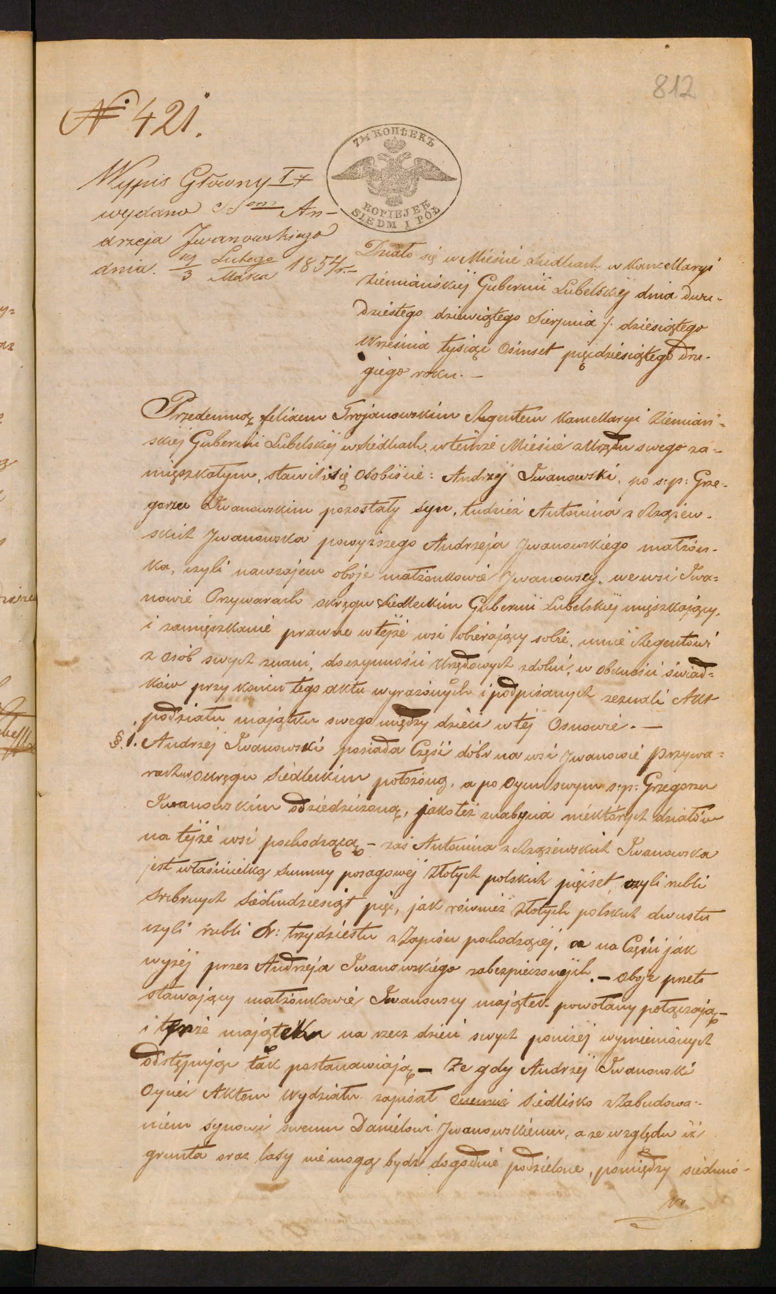 Trojanowski 421/1852, s. 1