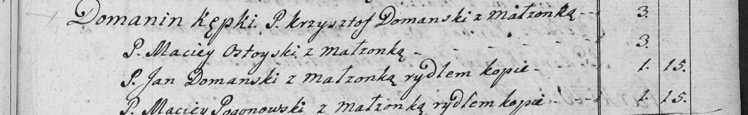 This passage in the manuscript: Domanin Kępki