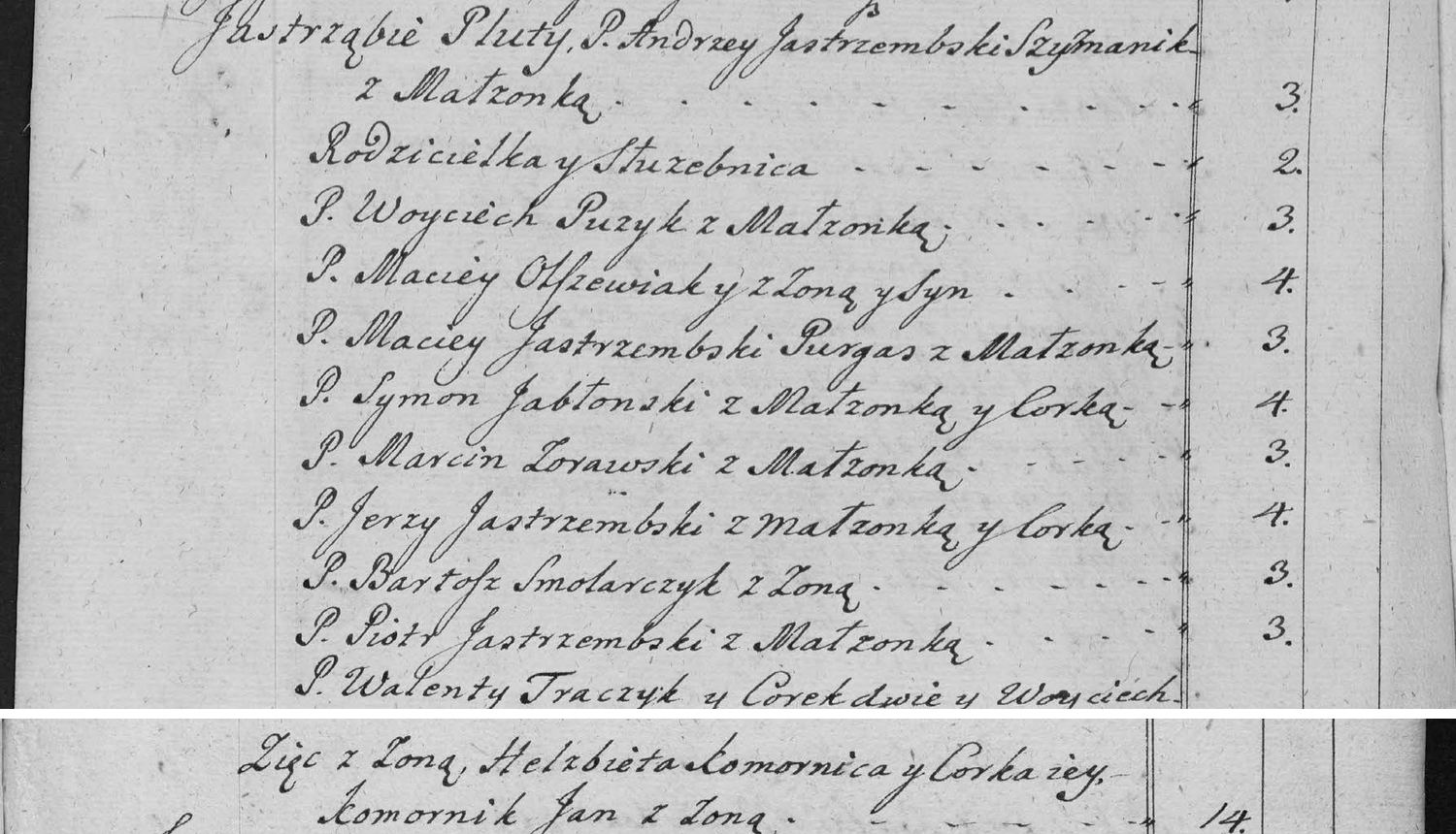 This passage in the manuscript: Jastrząbie Pluty