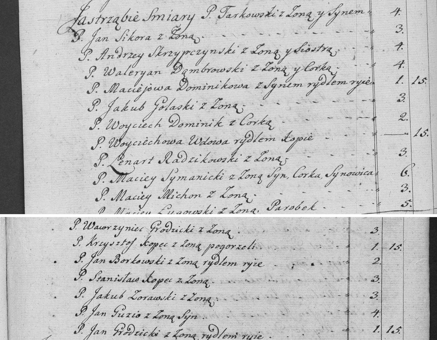 This passage in the manuscript: Jastrząbie Smiary