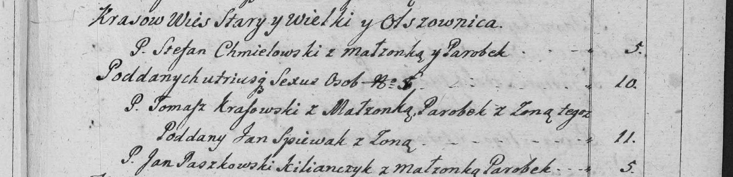 This passage in the manuscript: Krasow Wies Stary y Wielki y Olszownica