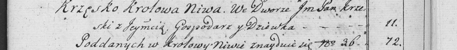 This passage in the manuscript: Krzęsko Krolowa Niwa