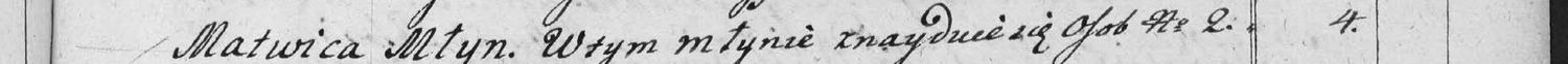 This passage in the manuscript: Matwica Młyn