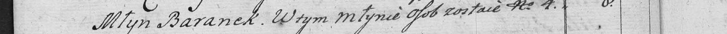 This passage in the manuscript: Młyn Baranek