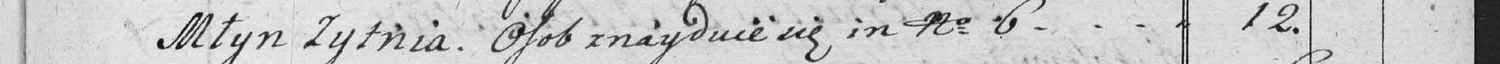 This passage in the manuscript: Młyn Zytnia