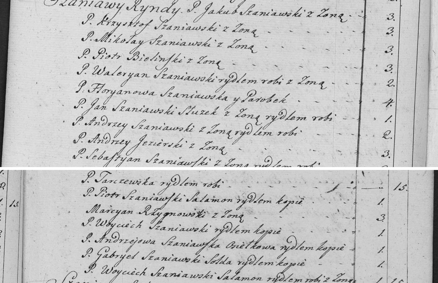 This passage in the manuscript: Szaniawy Ryndy