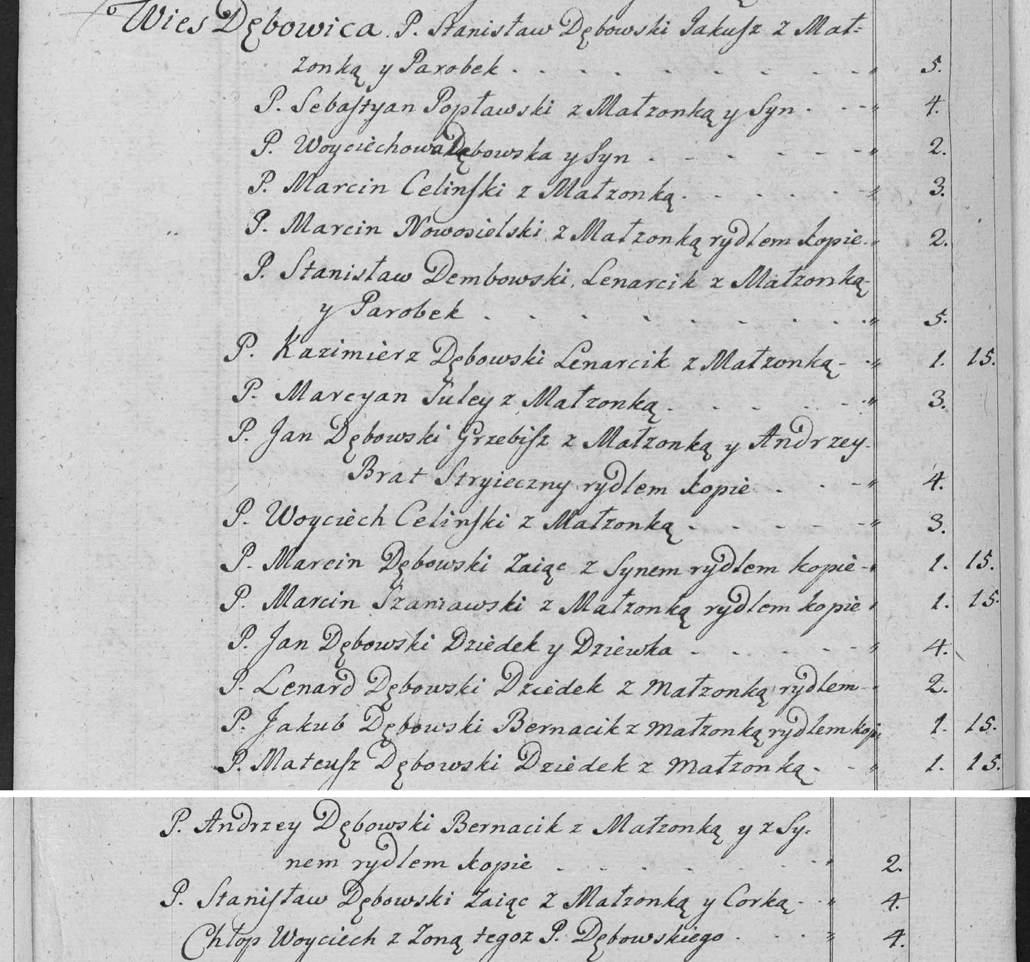 This passage in the manuscript: Wies Dębowica