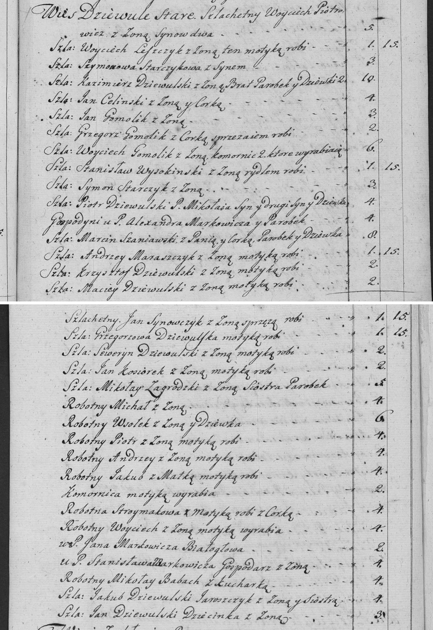 This passage in the manuscript: Wies Dziewule Stare
