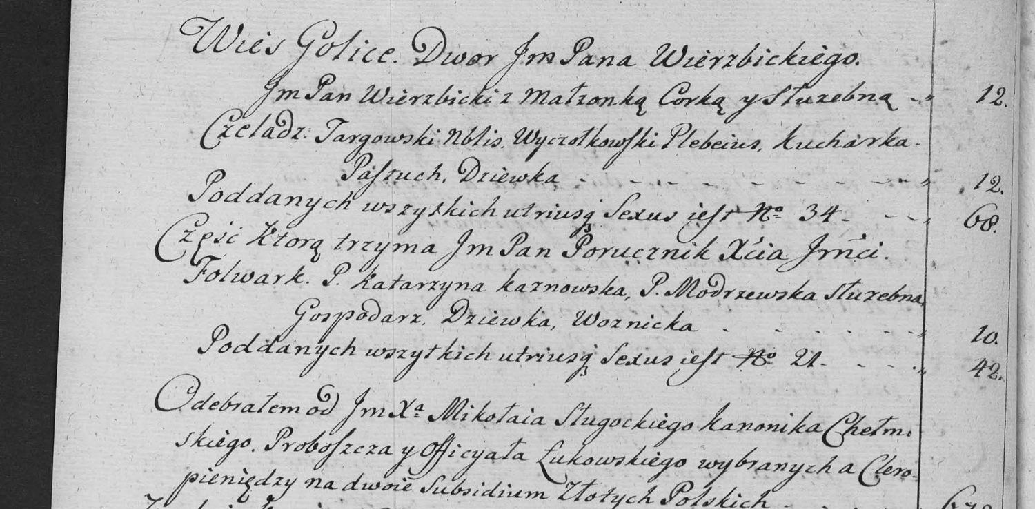 This passage in the manuscript: Wies Golice