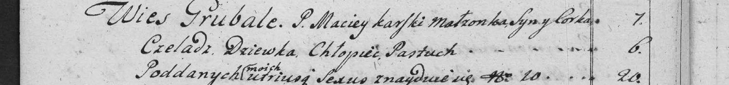 This passage in the manuscript: Wies Grubale