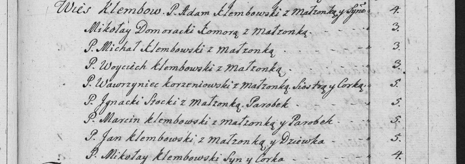 This passage in the manuscript: Wies Klembow