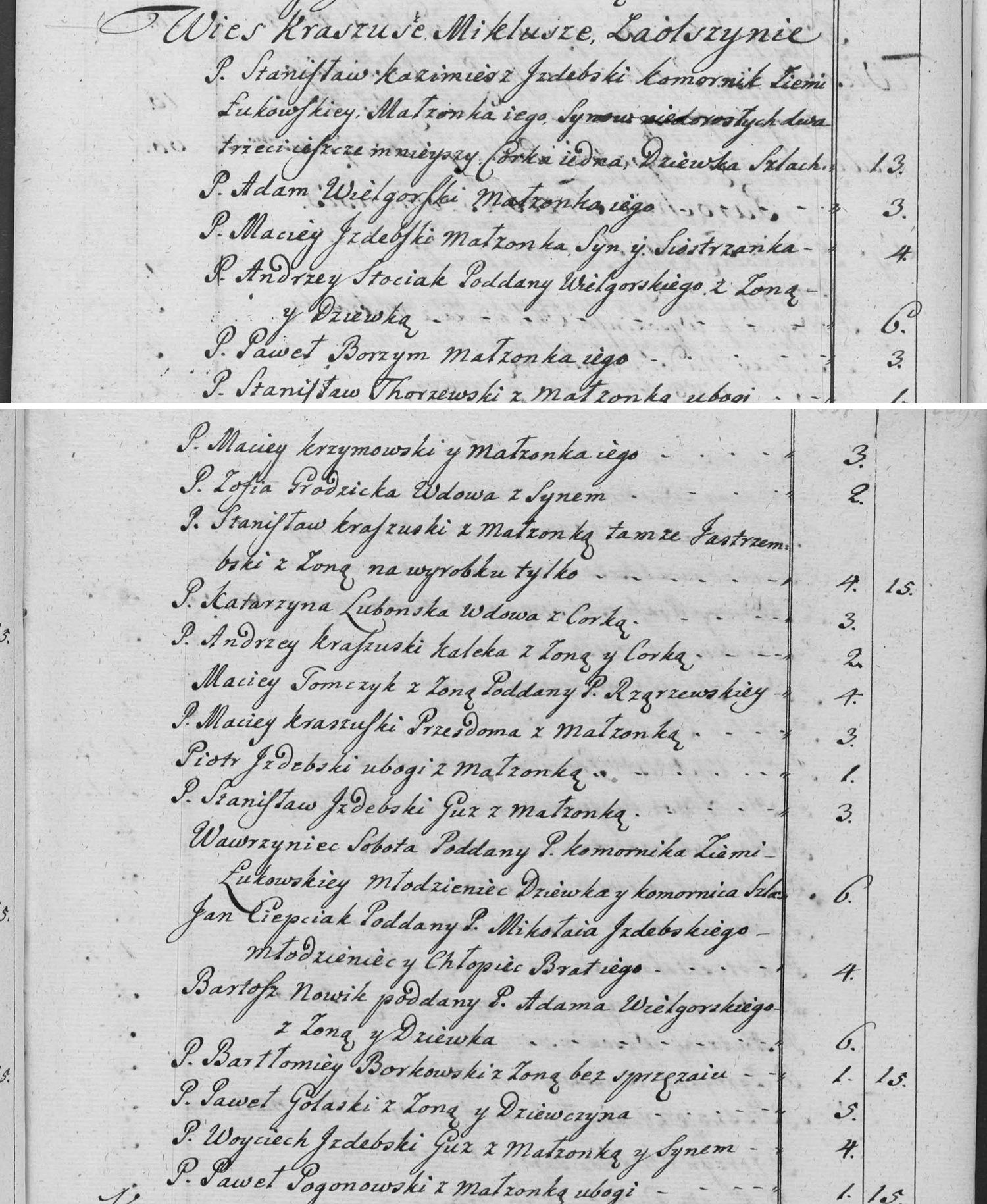 This passage in the manuscript: Wies Kraszusze Miklusze, Zaolszynie