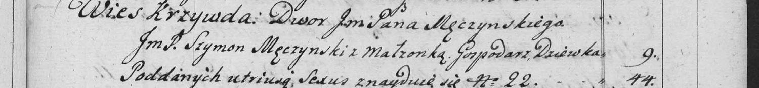 This passage in the manuscript: Wies Krzywda
