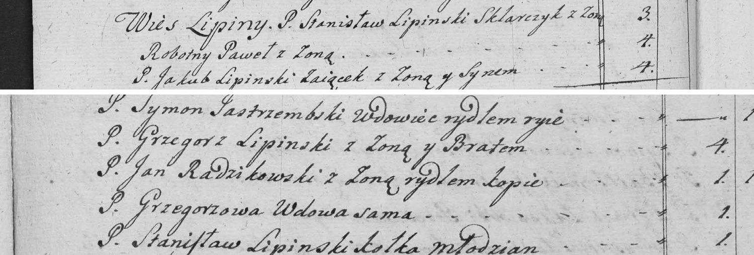 This passage in the manuscript: Wies Lipiny