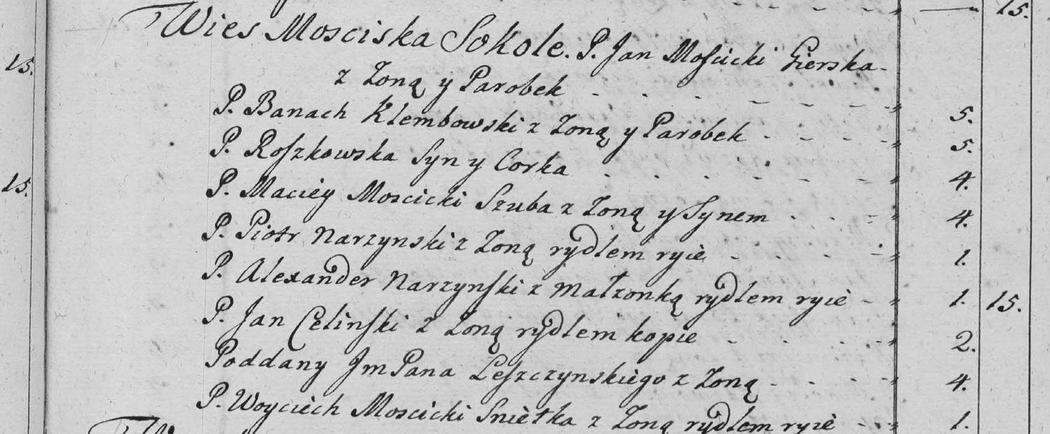 This passage in the manuscript: Wies Mosciska Sokole