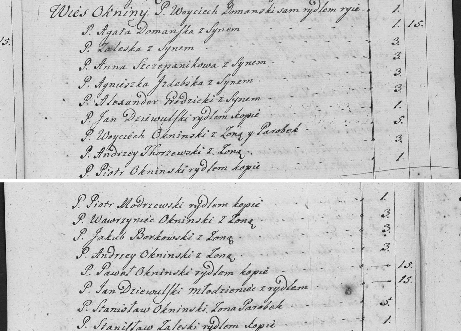 This passage in the manuscript: Wies Okniny