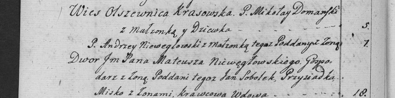 This passage in the manuscript: Wies Olszewnica Krasowska