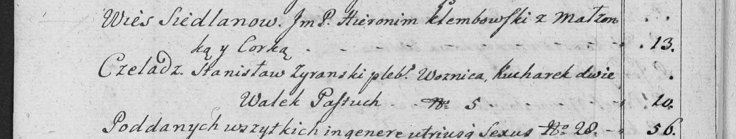 This passage in the manuscript: Wies Siedlanow