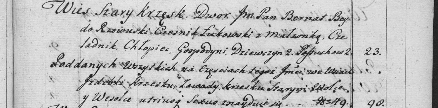 This passage in the manuscript: Wies Stary Krzęsk