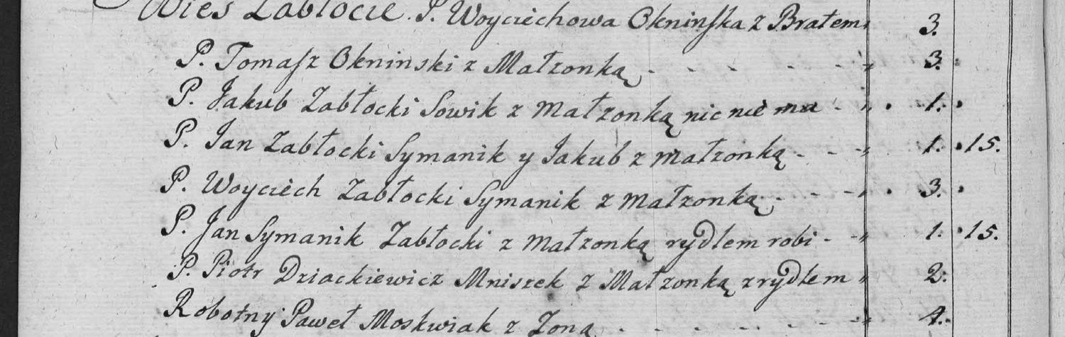 This passage in the manuscript: Wies Zabłocie