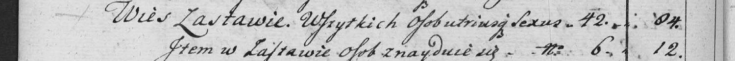 This passage in the manuscript: Wies Zastawie