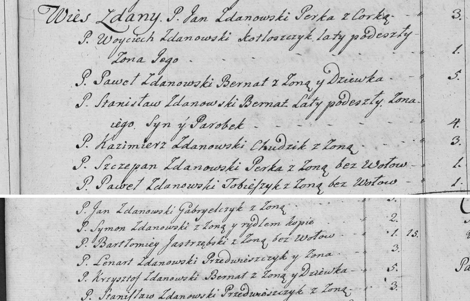 This passage in the manuscript: Wies Zdany