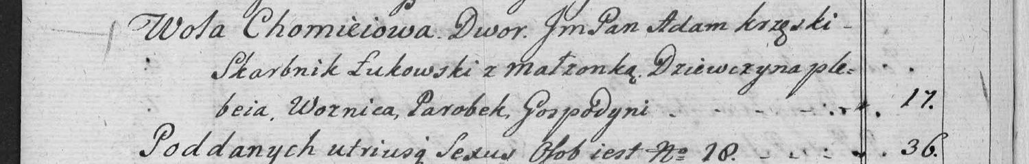 This passage in the manuscript: Wola Chomieiowa
